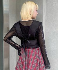 Candy stripper TATTOO LACE SHEER TOPS 黒 Candy Stripper（キャンディーストリッパー） tシャツ TATTOO LACE