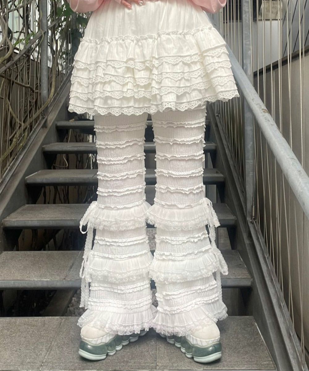 FRILL LACE FLARE PANTS | Candy Stripper（キャンディ