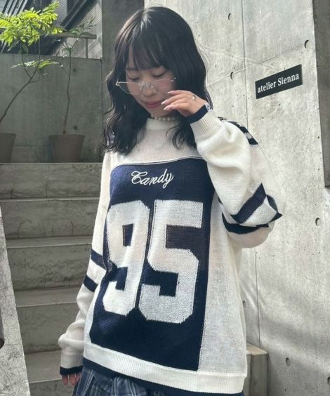 あのちゃん着用 Candy Stripper 長袖トップスニット 黒 あのちゃん着用 Candy Stripper 長袖トップスニット 黒 Candy