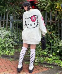 HELLO KITTY】HIBISCUS KNIT CARDIGAN | Candy Stripper（キャンディ