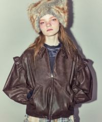 RIBBON ＆ PUFF LEATHER JACKET | Candy Stripper（キャンディ