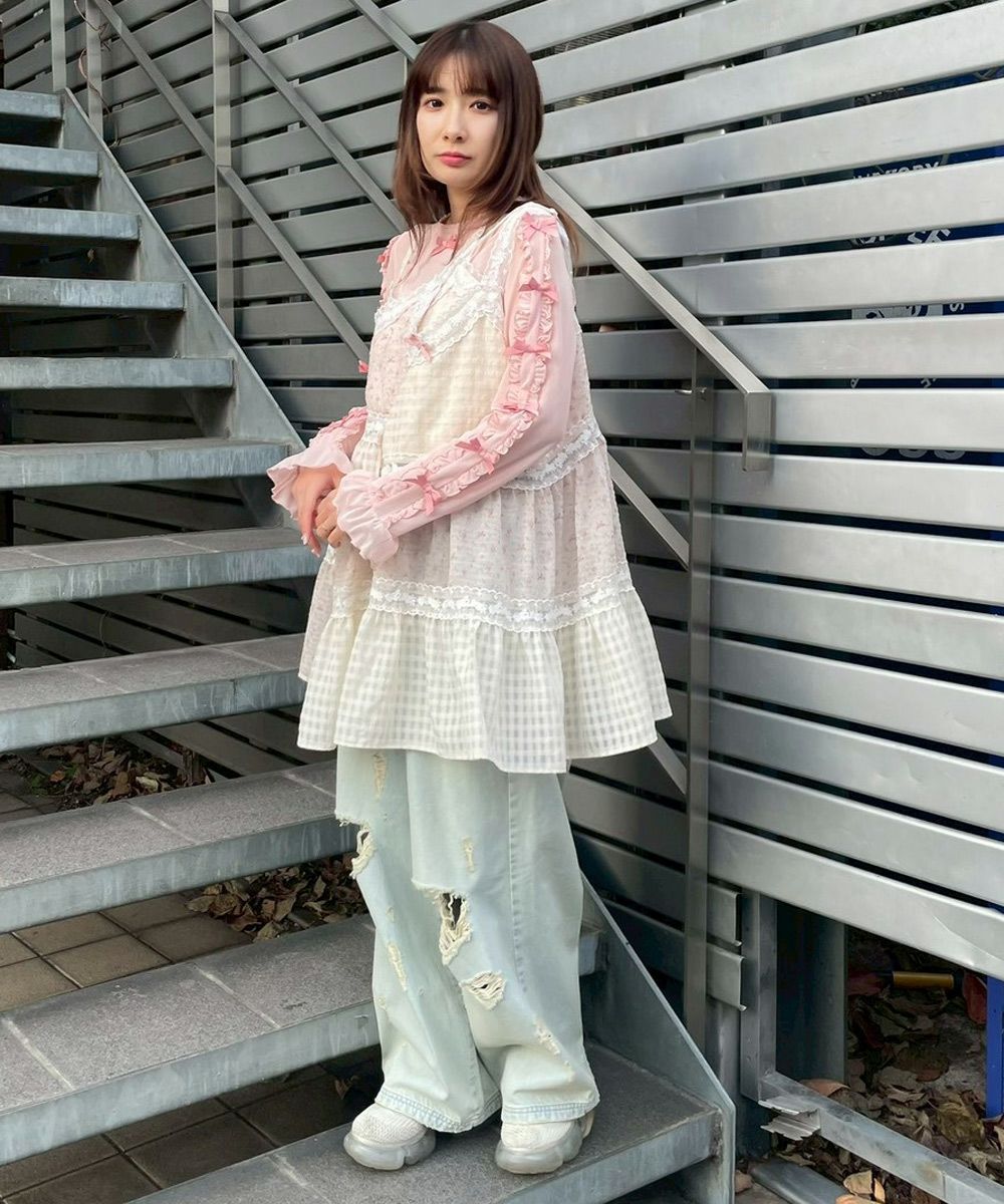 DOLLY RIBBON TULLE FRILL TOPS | Candy Stripper（キャンディ