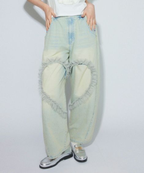 HEART OPEN FRILL DENIM PANTS | Candy Stripper（キャンディ