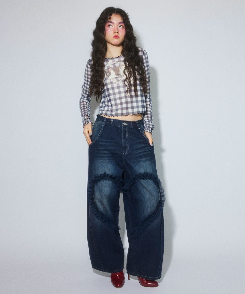 HEART OPEN FRILL DENIM PANTS | Candy Stripper（キャンディ