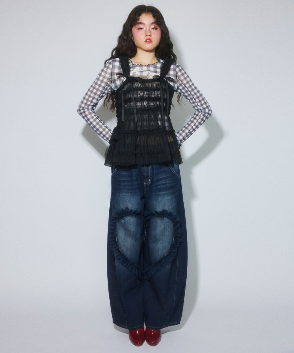 HEART OPEN FRILL DENIM PANTS | Candy Stripper（キャンディ