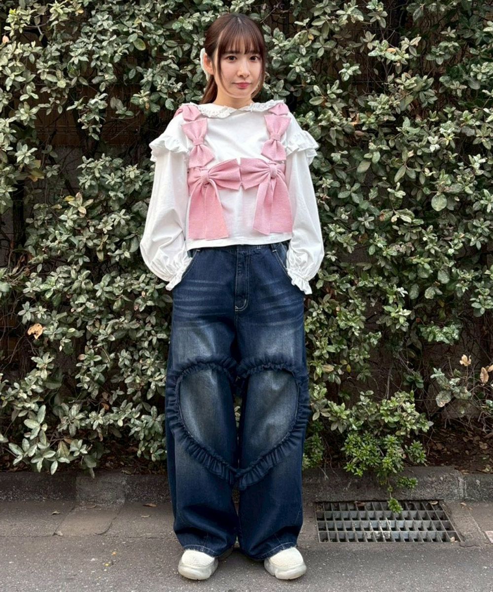 HEART OPEN FRILL DENIM PANTS | Candy Stripper（キャンディ